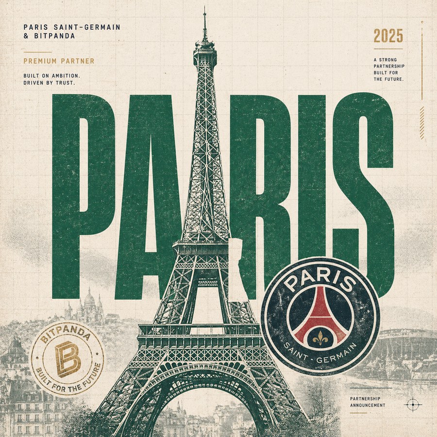 Paris Saint-Germain × Bitpanda Premium Partner 2025 — Eiffeltoren editorial illustratie